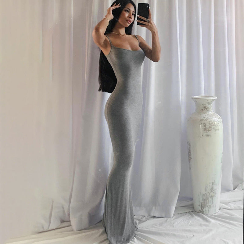 Strap Slim Maxi Dress for Summer Casual Wear