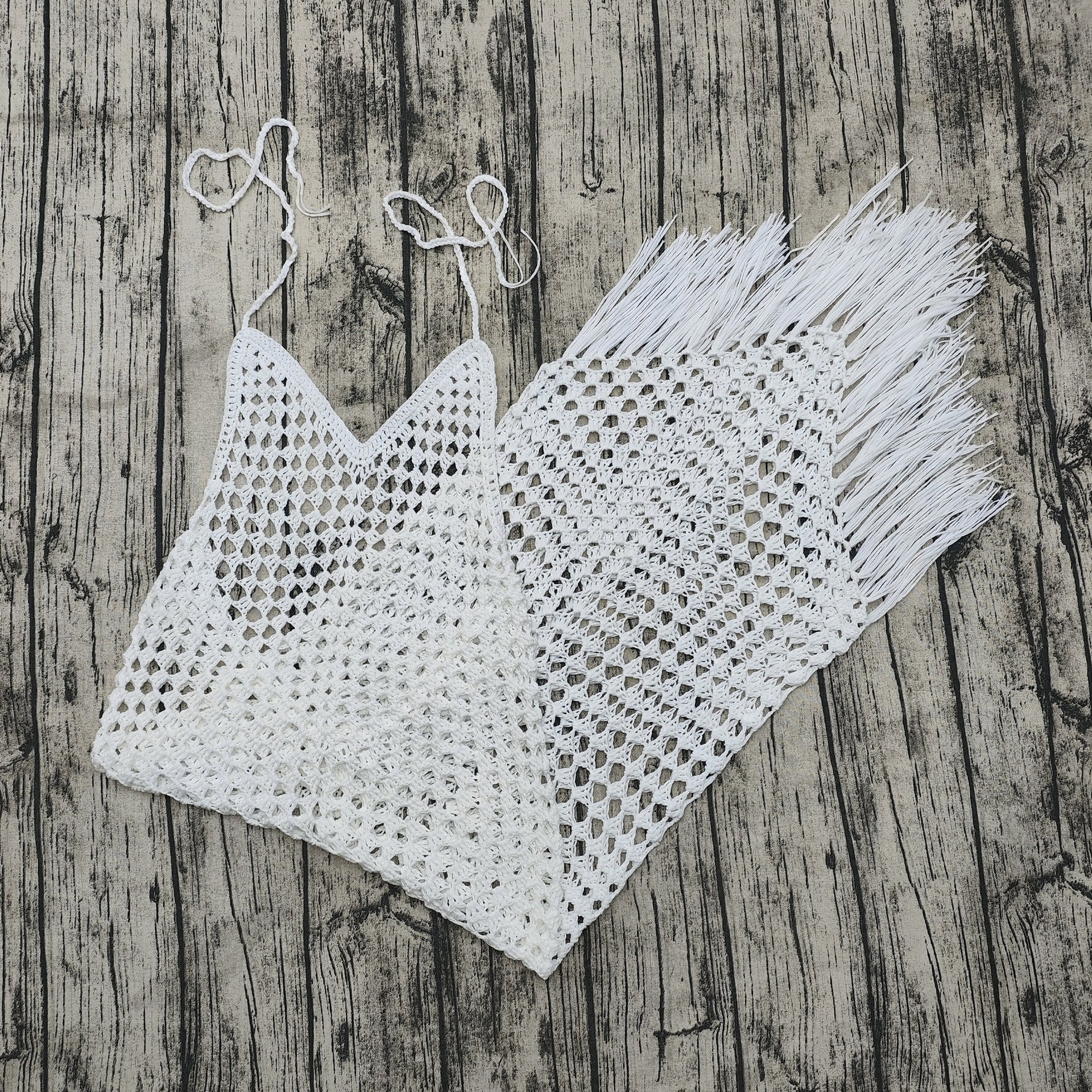 White Crochet Low Back Maxi Dress for Beachwear