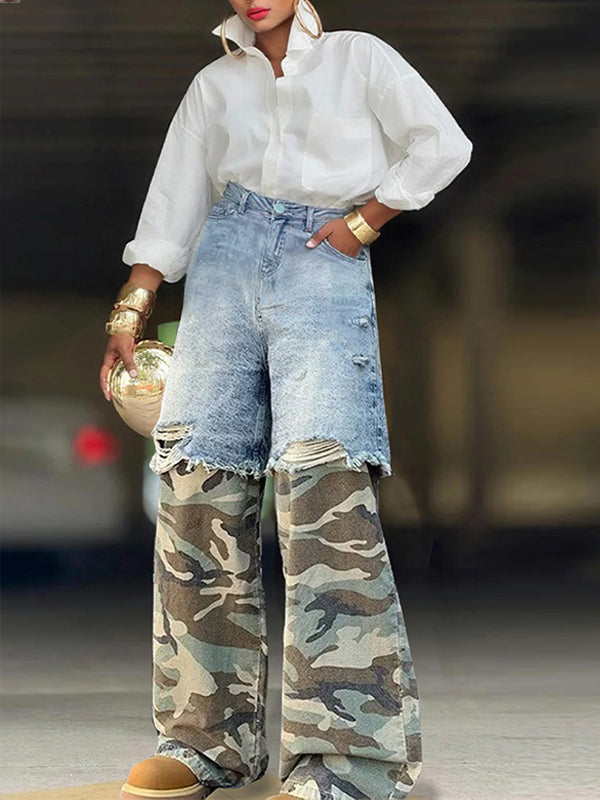 Jean camouflage combiné