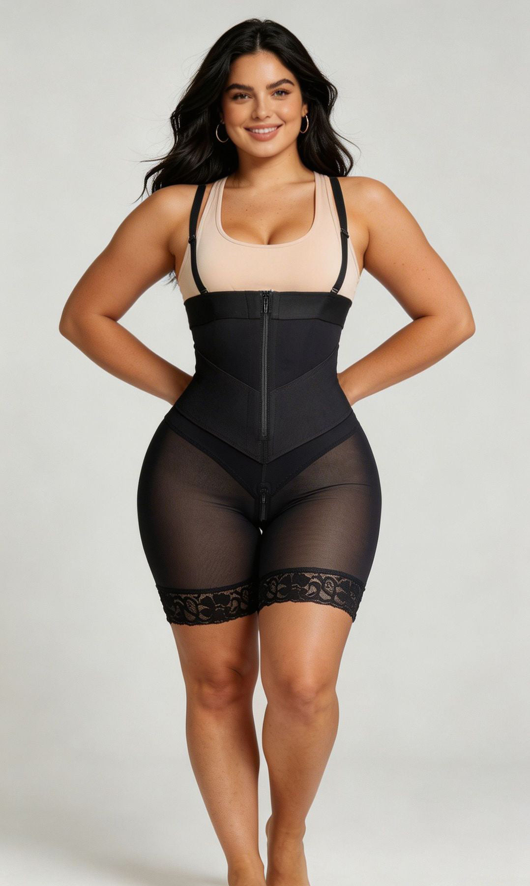 Diagonal Compression Waist Cincher Suspender Bodysuit for Body Shaping