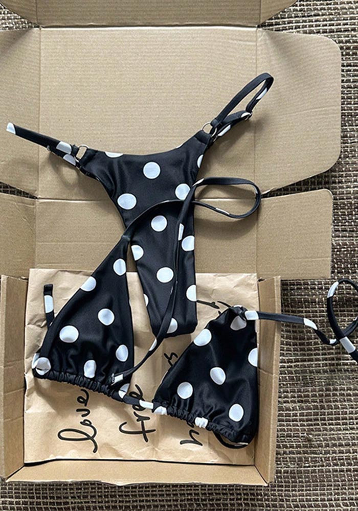 Polka Dot Spaghetti Strap Two-Piece Bikini Swimsuit for Beach Holidays