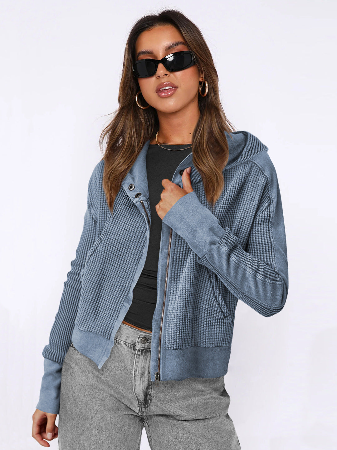Patchwork Zipper Hoodie