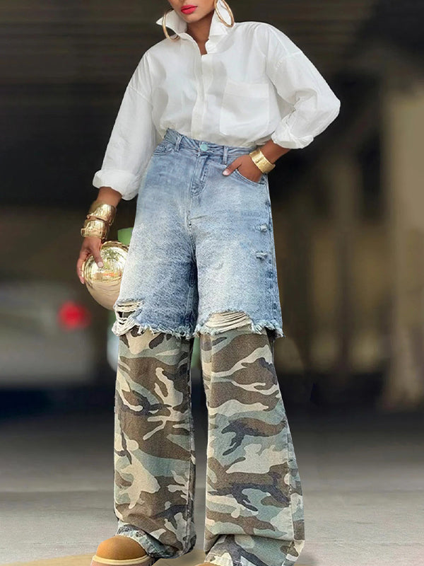 Jean camouflage combiné