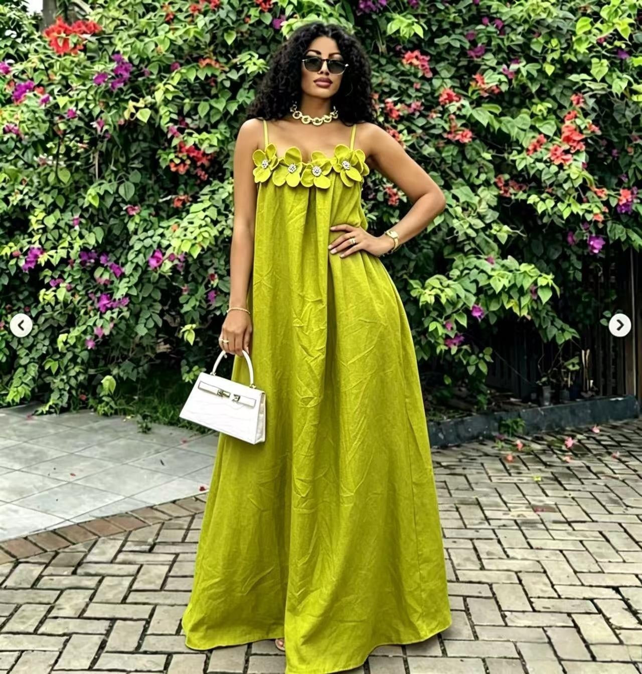 Floral Sleeveless Strap Low Back Maxi Dress for Summer Holidays