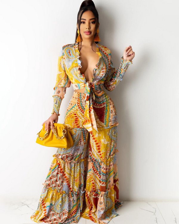 Floral Flow Pant Set Yellow345