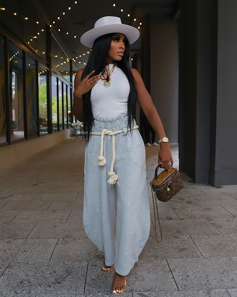 Rope Belt Harem Joggers Grey