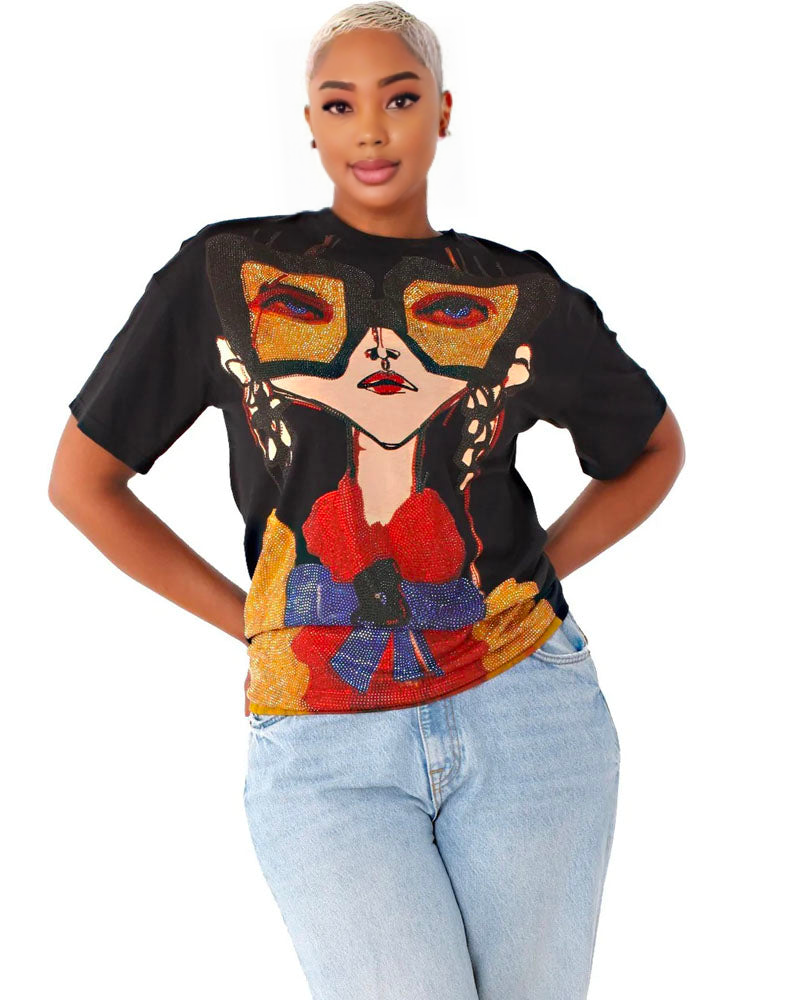 Studded Graphic Tee Black