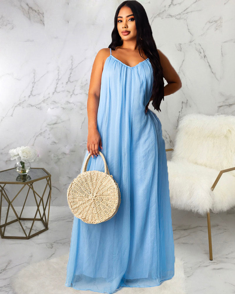 CHIFFON MAXI DRESS Light Blue