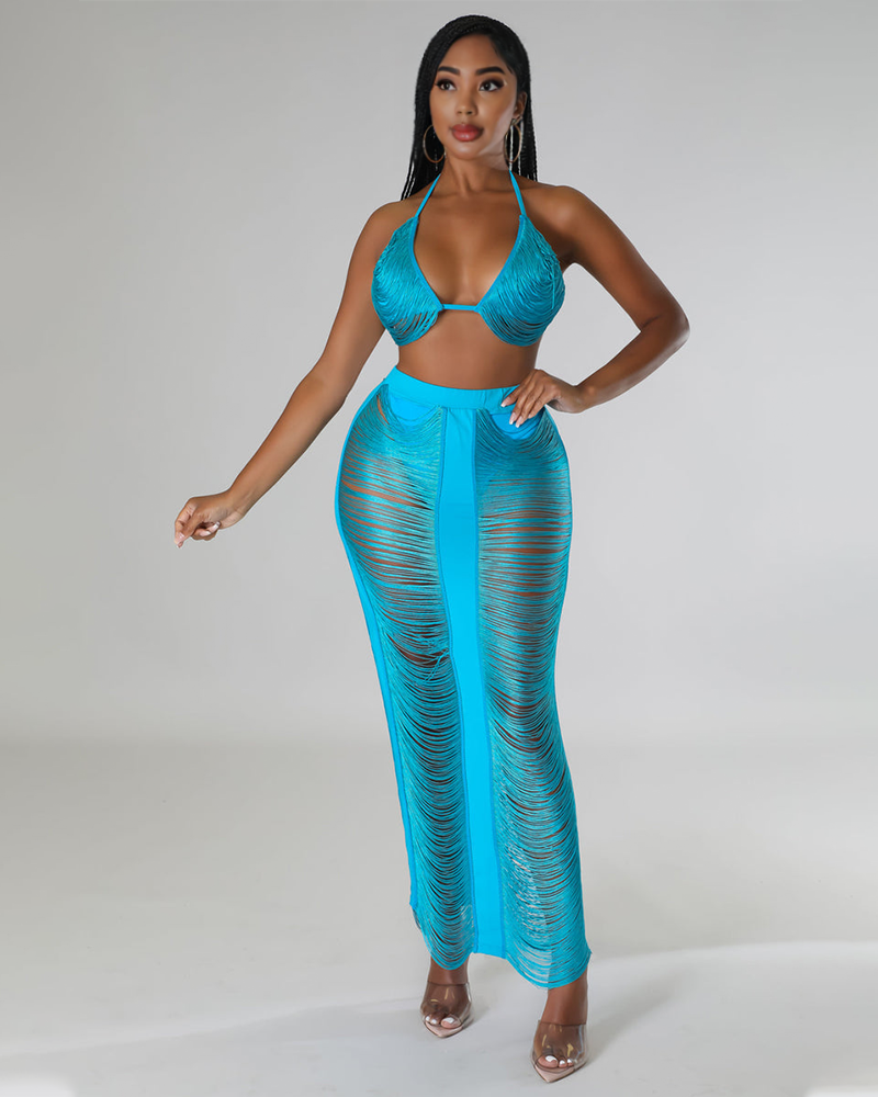 Always In Paradise Skirt Set Royal blue