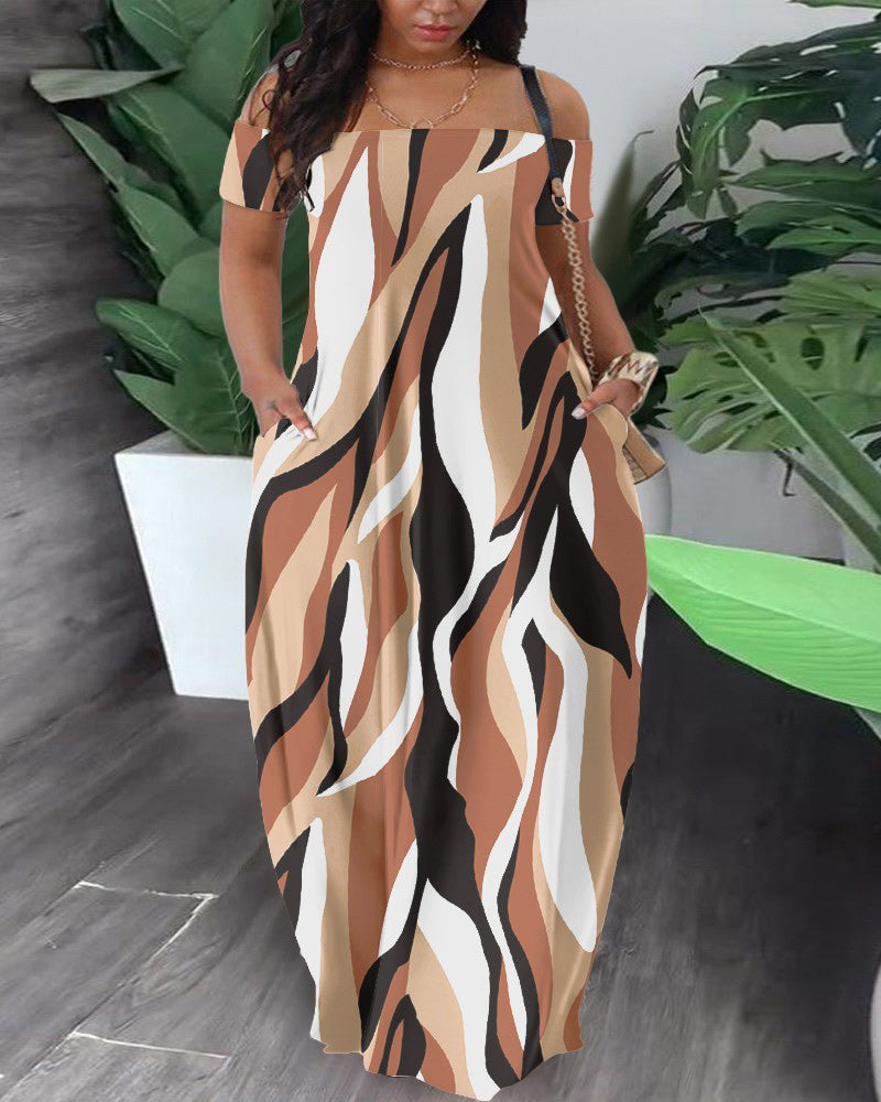 Gala Vibes Dress Apricot Print
