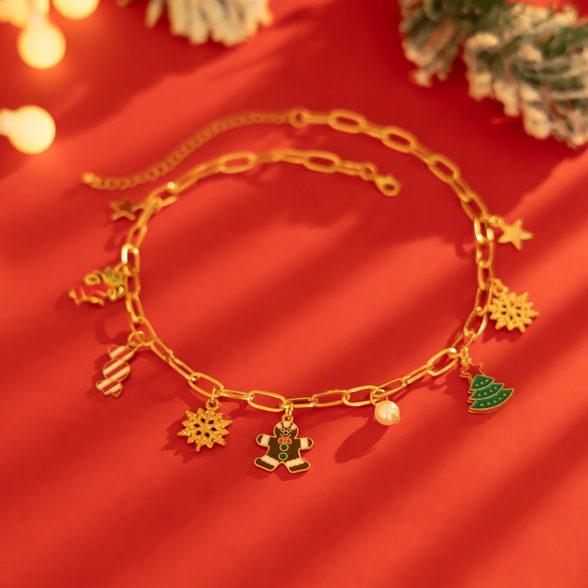Christmas Fashion Bell Christmas Tree Necklace Set