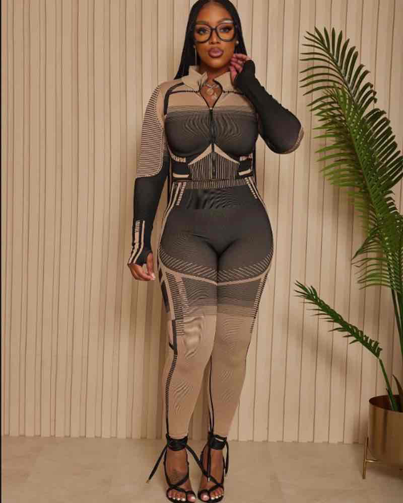 Seamless Stripe Set Camel