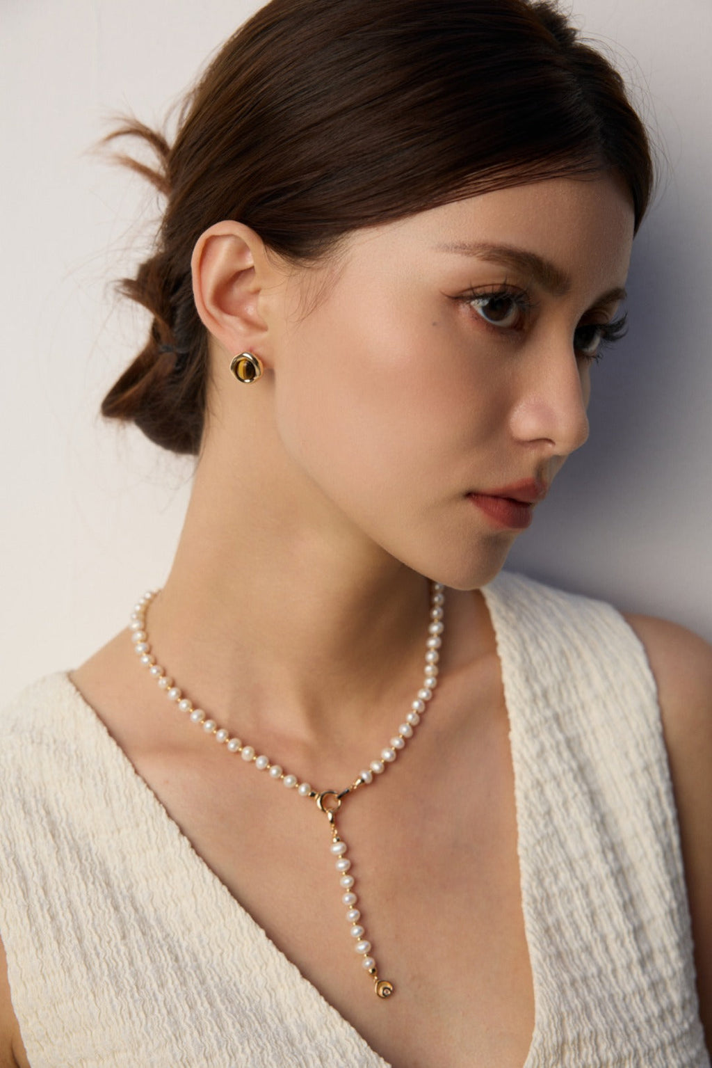 Natural Pearl Zirconia Vintage Necklace