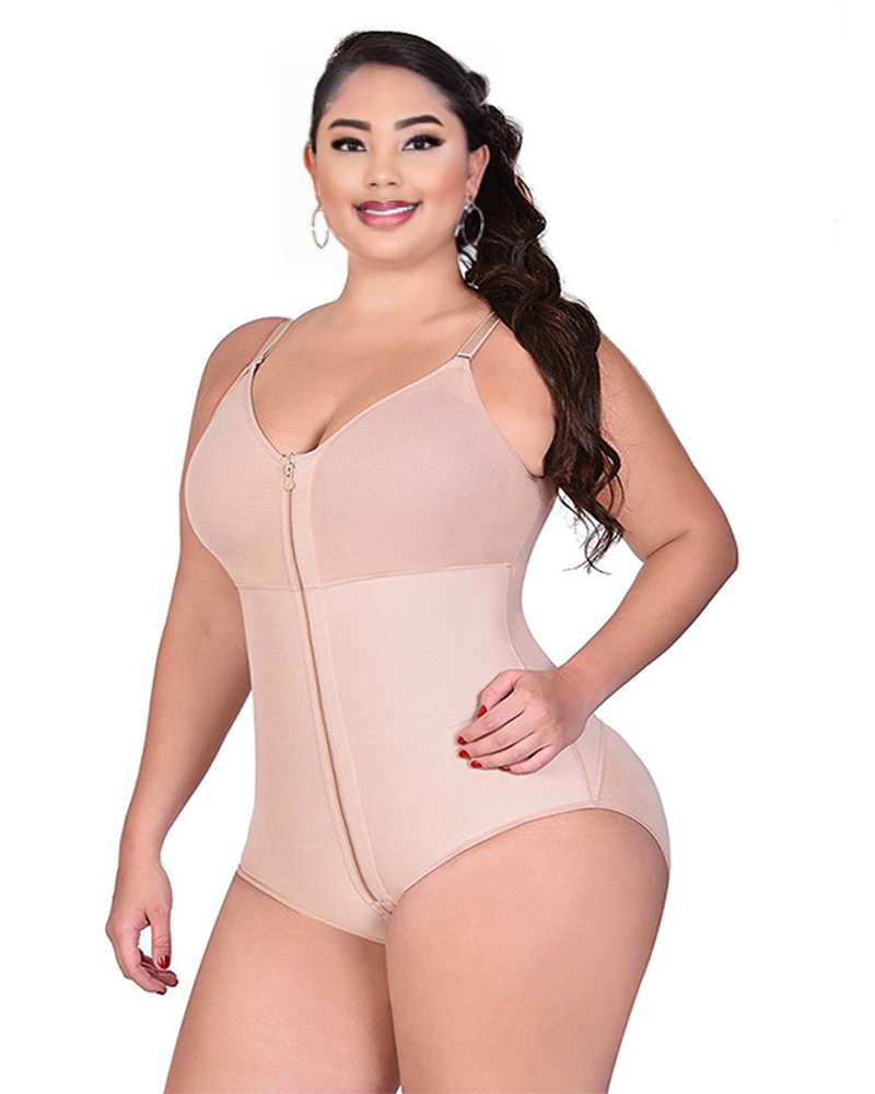 Zip-Up Body Brief Shaper Nude