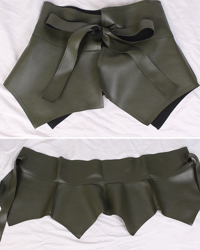 FAUX LEATHER SKIRT BELT OneSize Army Green