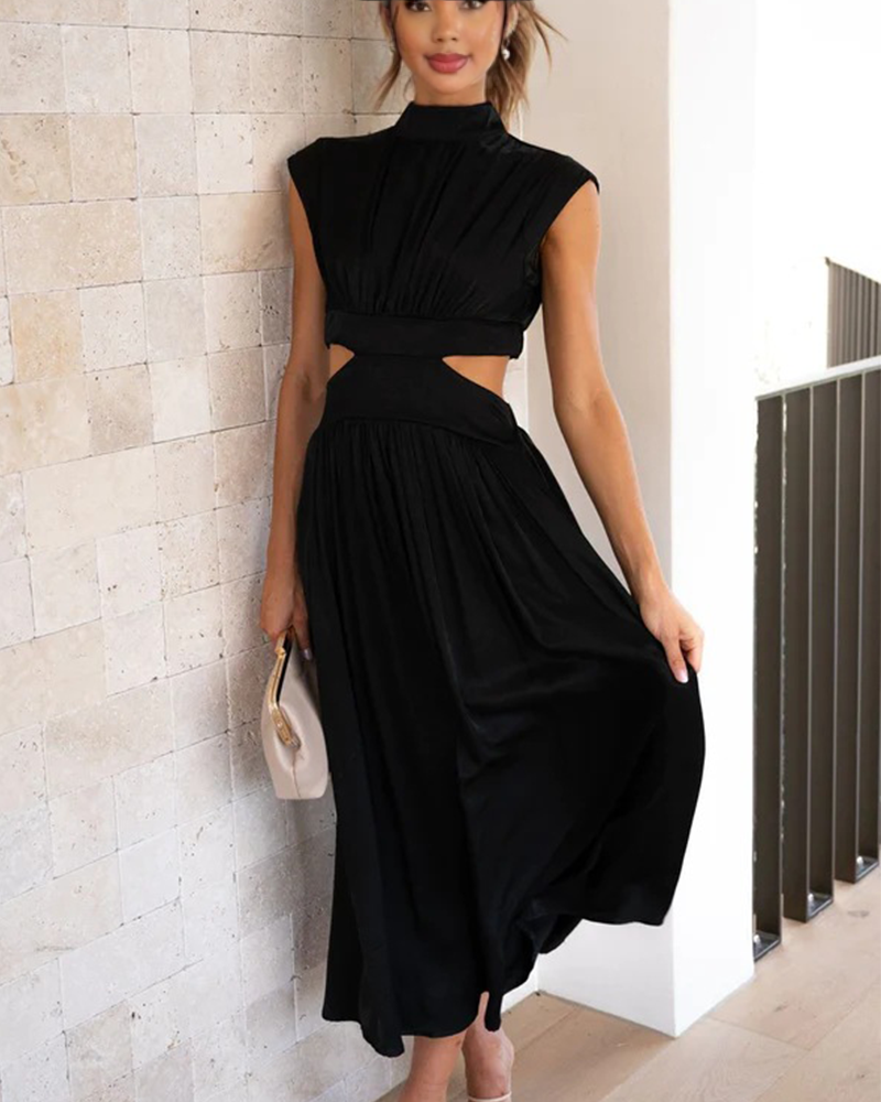 Elegant High Neck Dress Black