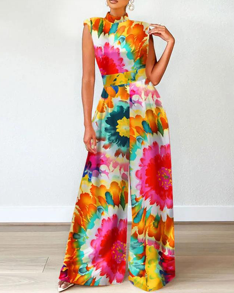 Rainbow Flower Jumpsuit RED