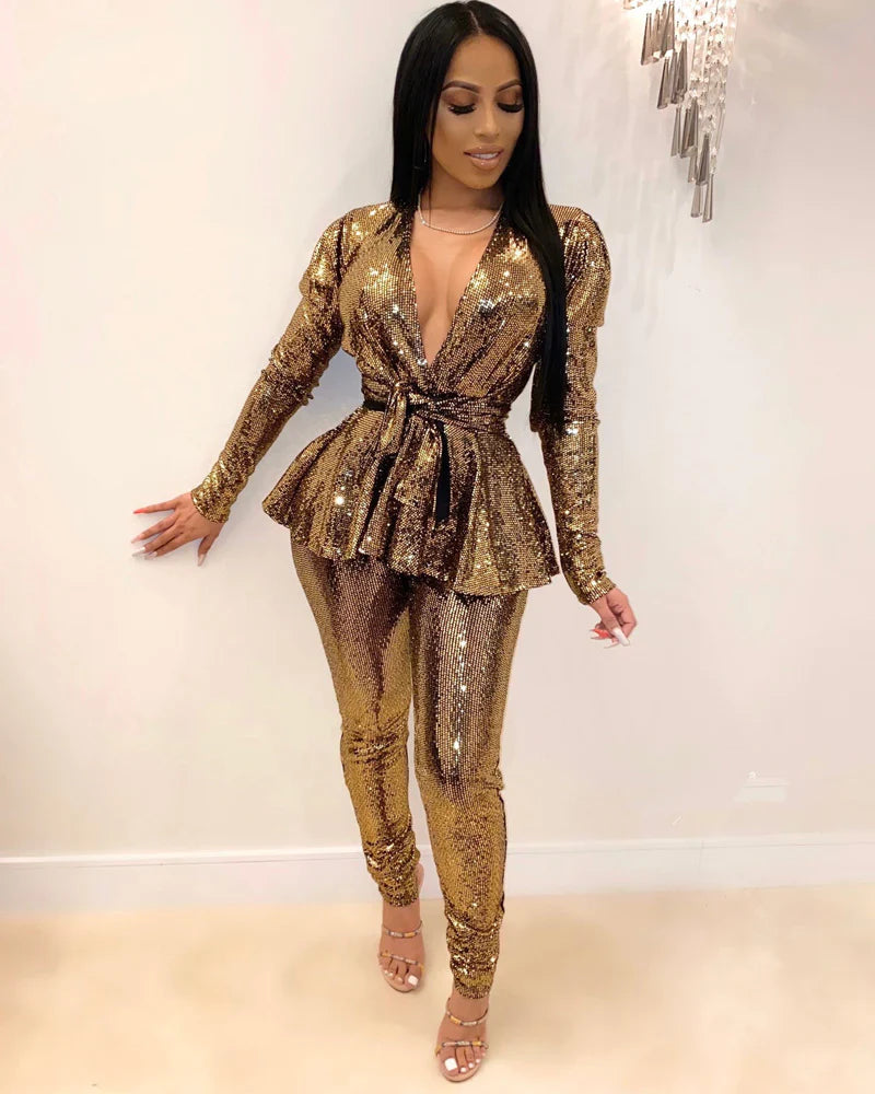 Holiday Peplum Pant set GLOD