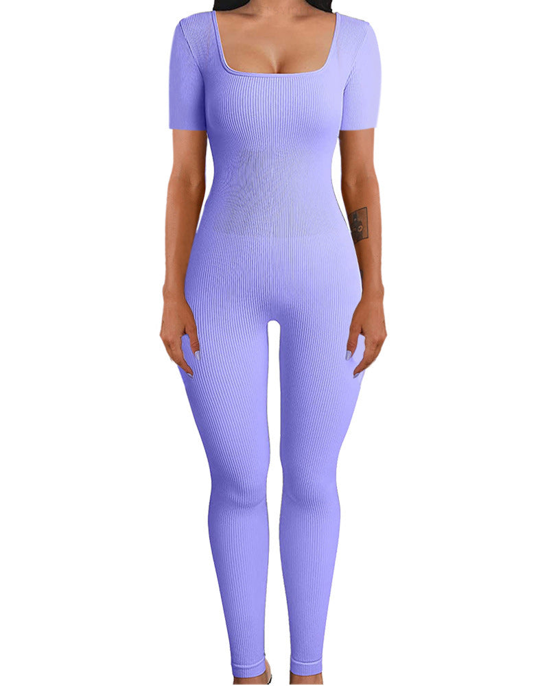 Lela Babe Jumpsuit Short Sleeves Purple