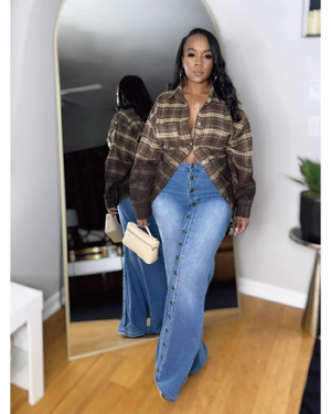 Jaylen Non Stretch Button Up Wide Leg Jeans