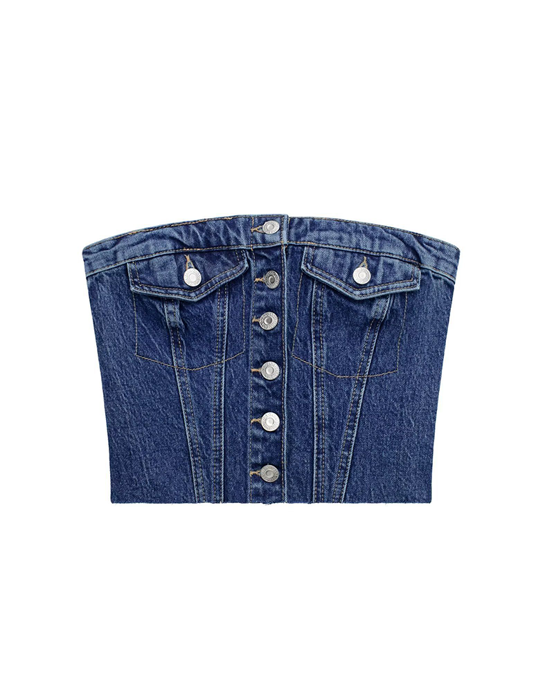 Billie Jean CORSET Crop Top Dark Blue