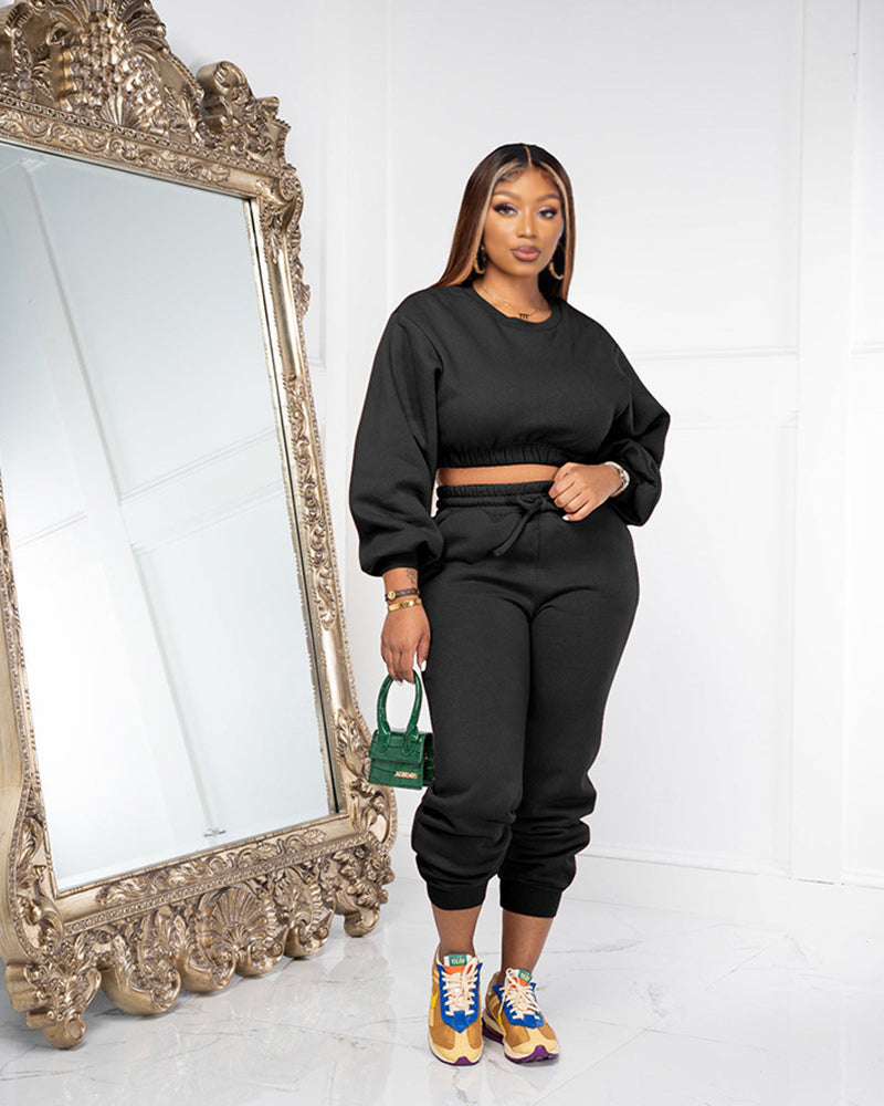 Margo Cropped Pants Set Black