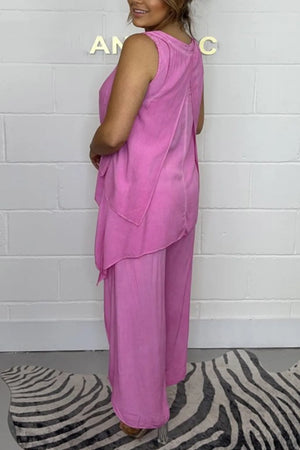 Solid Color Irregular Three piece Outfit