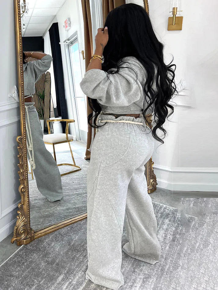 Rope Hoodie Jacket & Wide Jogger Set