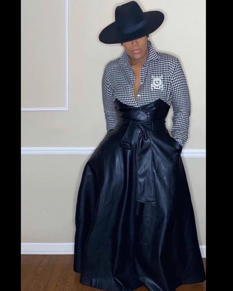Boujee Farrah Leather Skirt BLACK