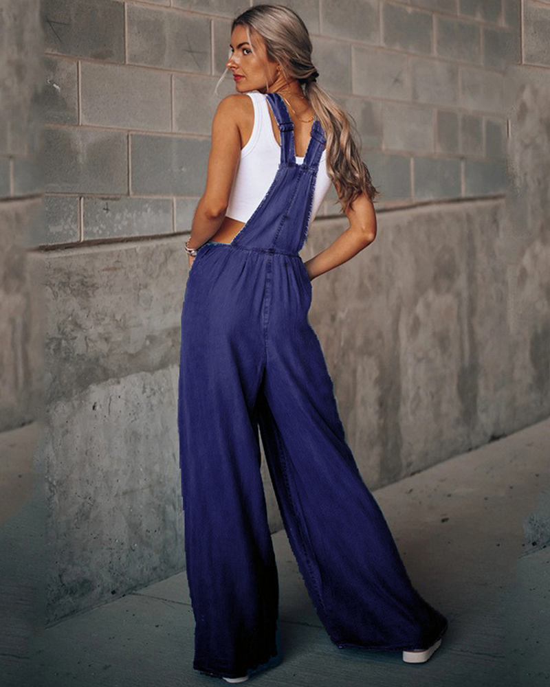 Wide Leg Denim Overalls