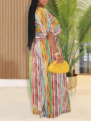 Set aus gestreiftem Oberteil und Hose mit weitem Bein