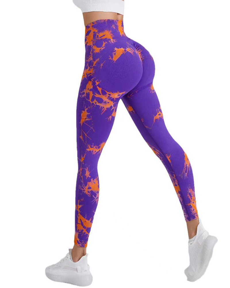 Colorful Printed Leggings OrangeBlue