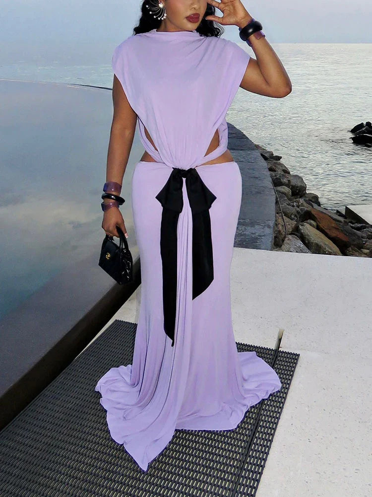 Bow Accent Cutouts Dress