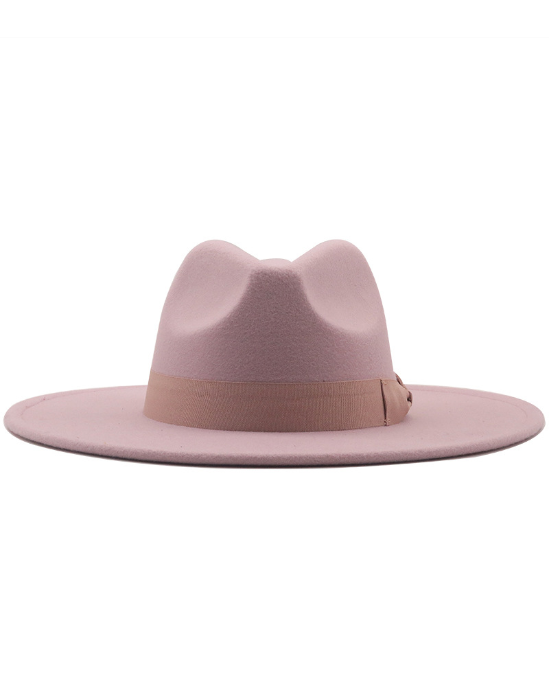 Bow Solid Color Fedora Pink