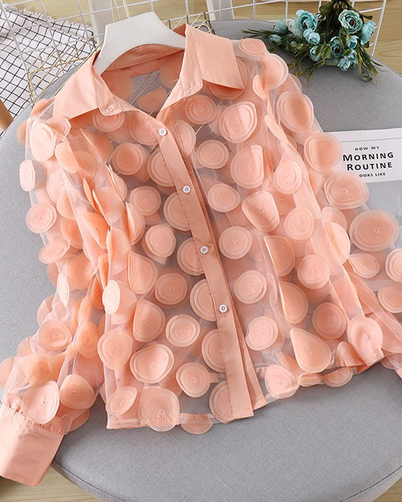 Blooming 3D Chiffon Blouse Pink