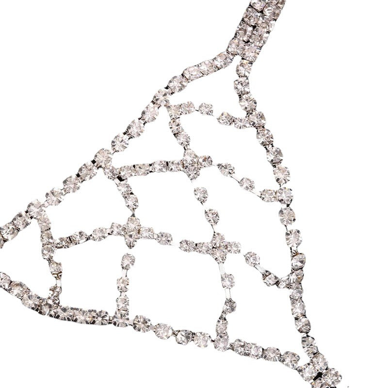 Mesh Rhinestone Underwear Body Chain for Intimate Festival Wear