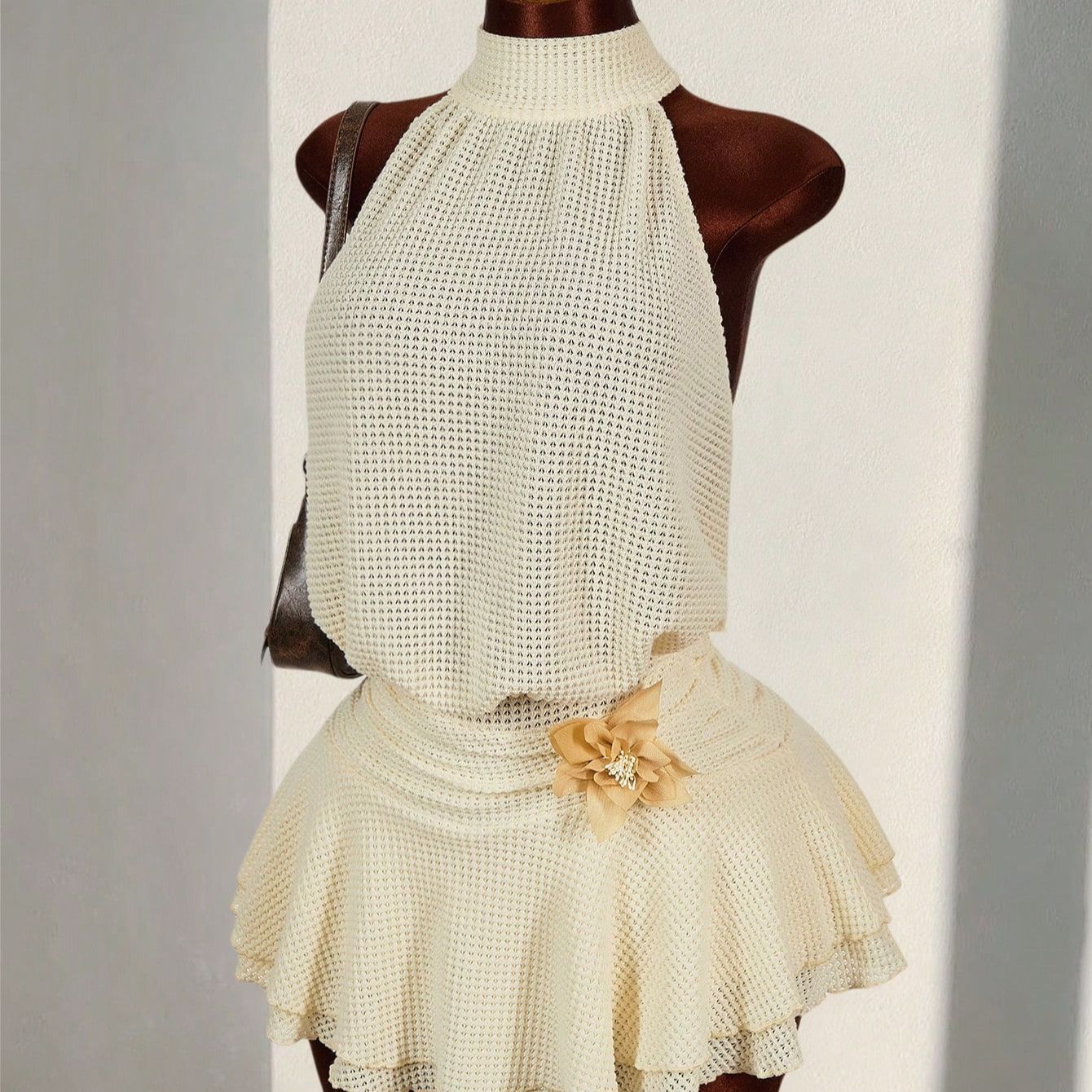 Floral Backless Lace-Up Tiered Dress for Holiday Parties