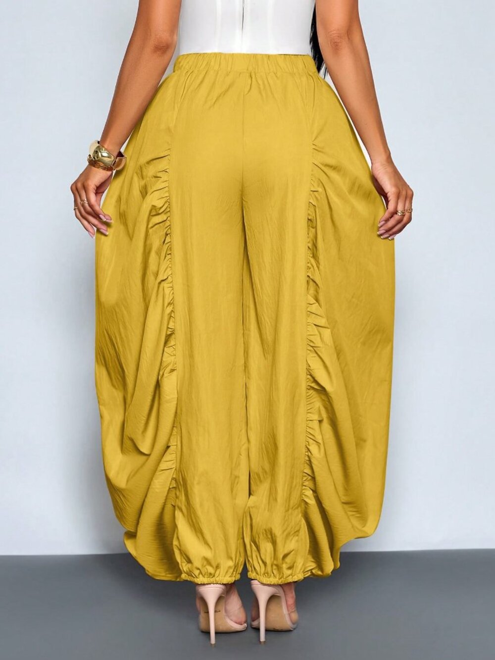 Ruched Lantern Jogger Pants for Casual Wear