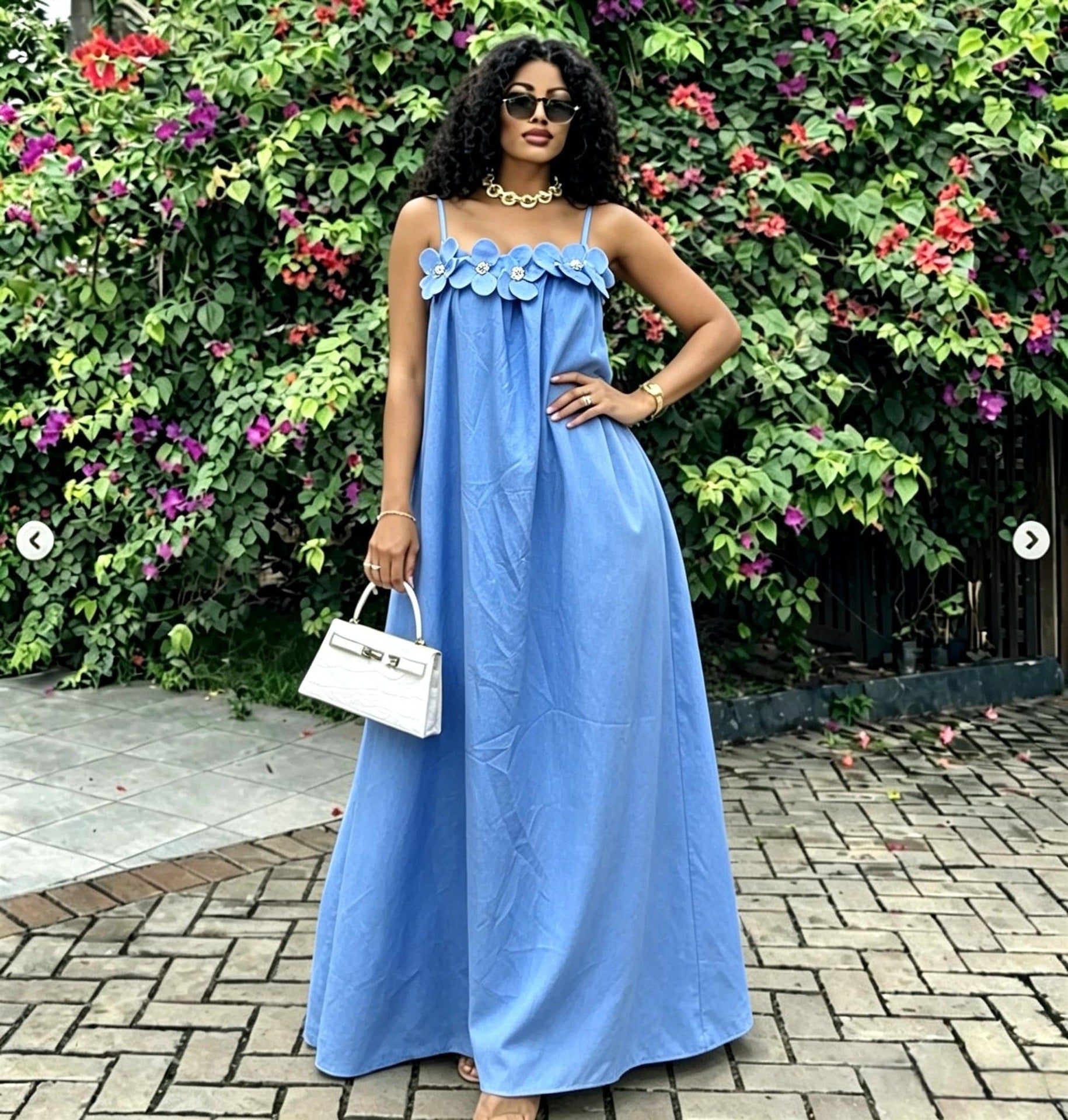 Floral Sleeveless Strap Low Back Maxi Dress for Summer Holidays