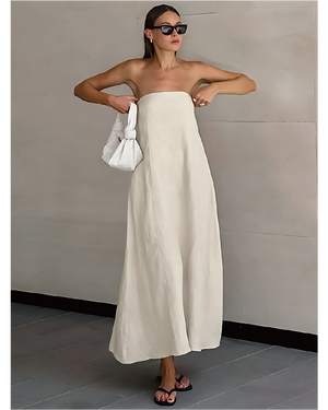 Sunbathing In Miami Linen Dress