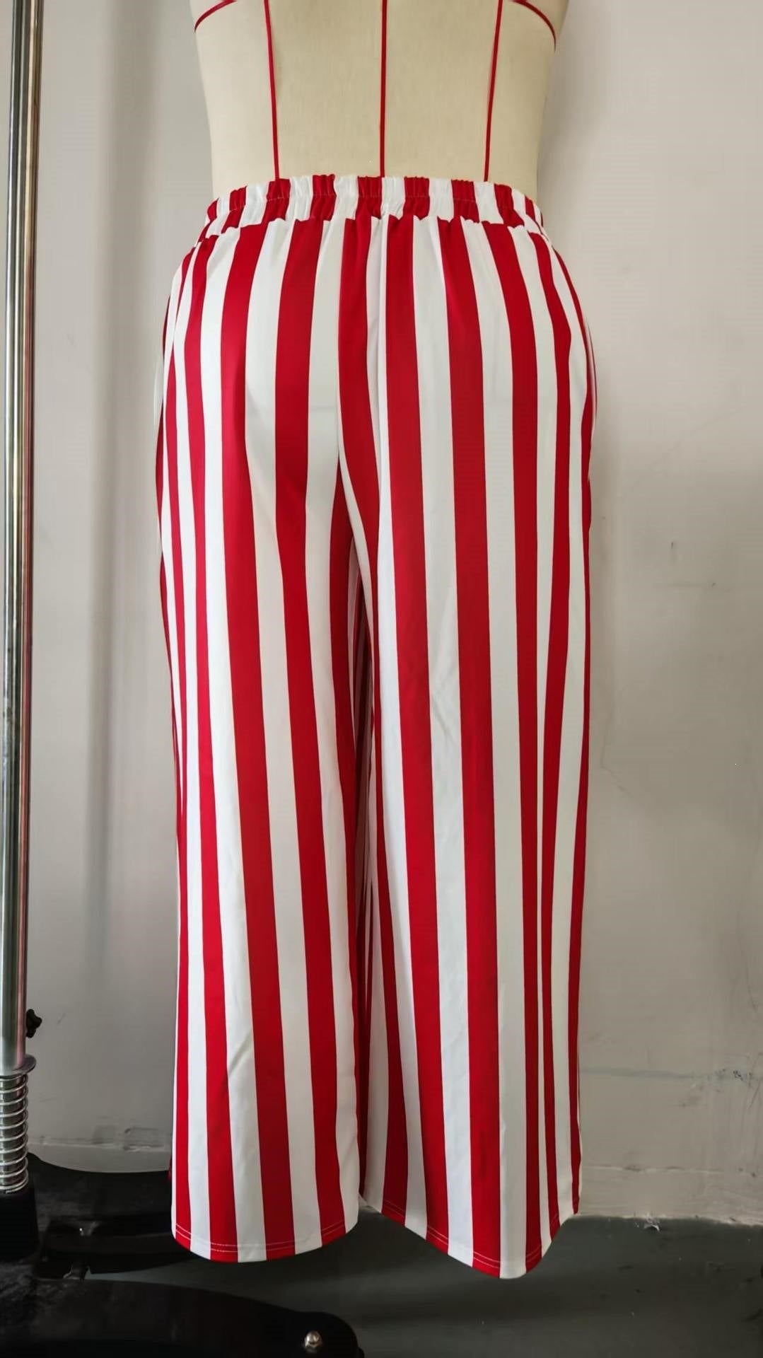 Color Block Stripe Printed Long Pants for Spring & Summer