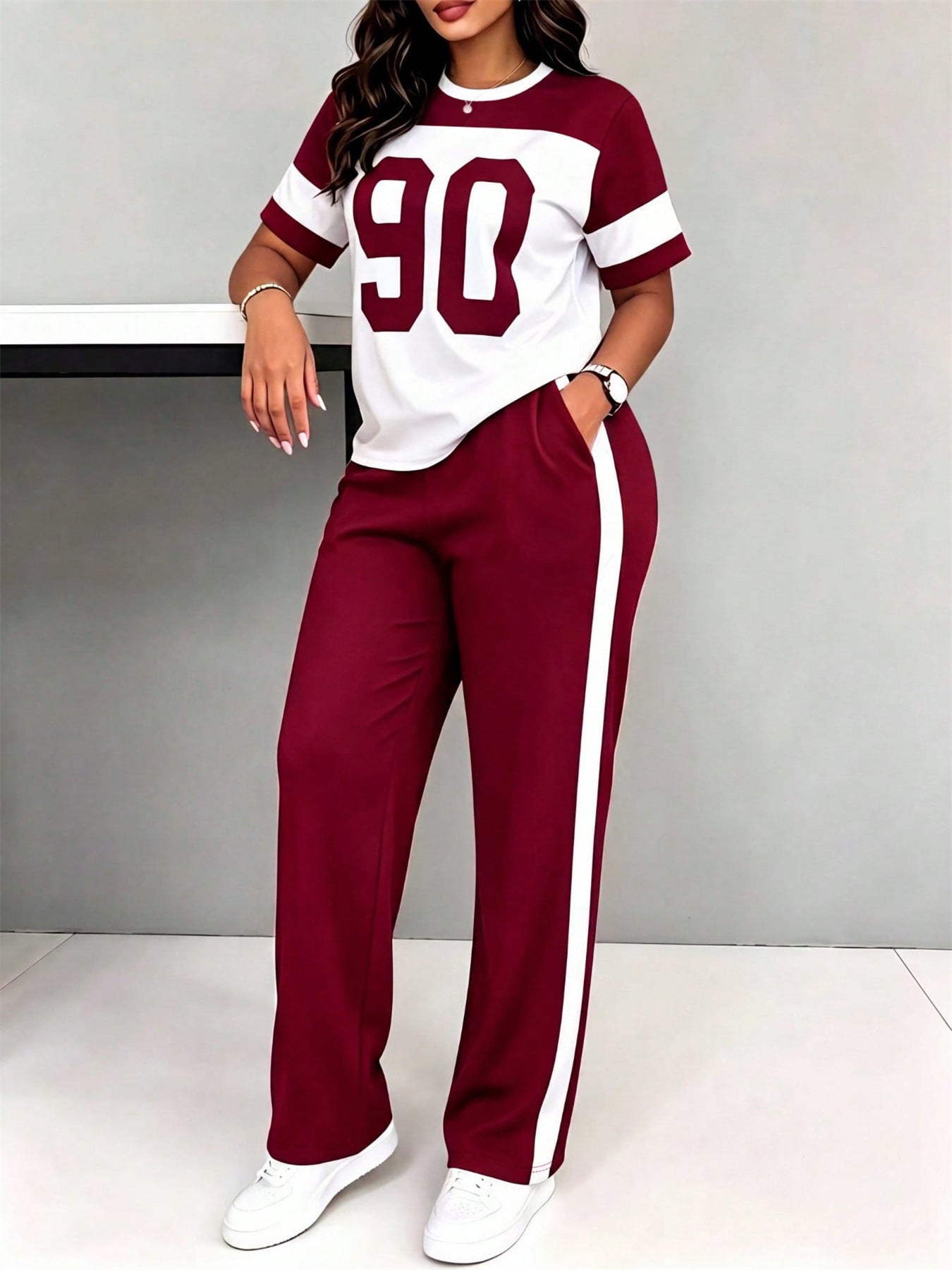 Short-Sleeve T-Shirt & Pants Two-Piece Set for Spring/Summer Casual