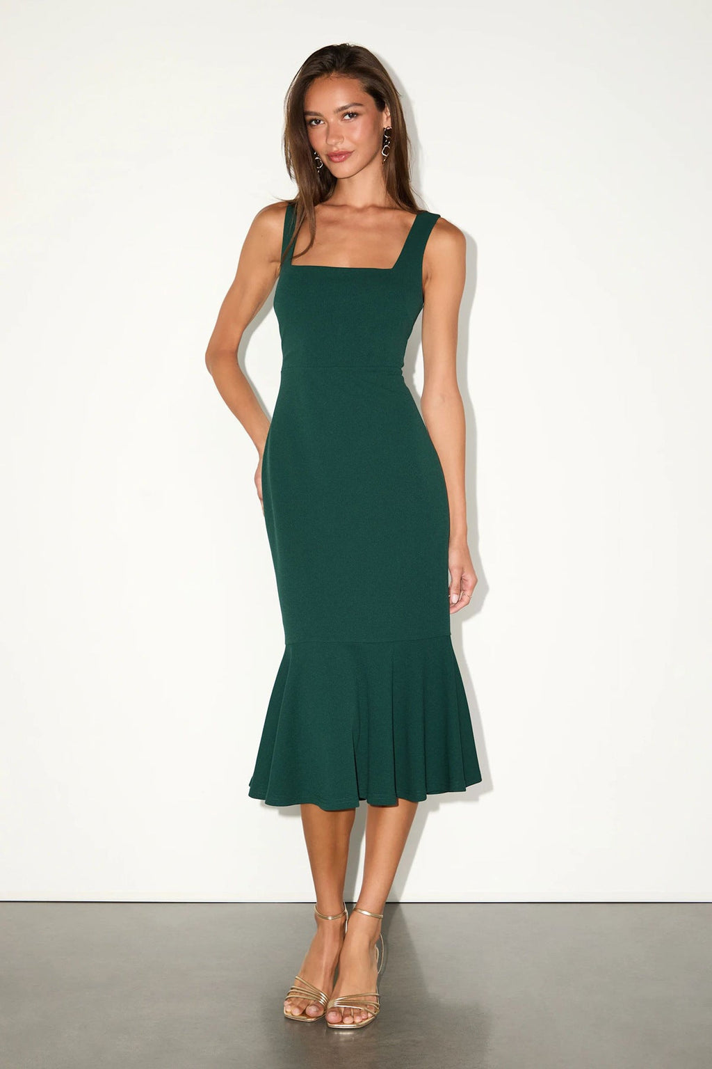 Solid Camisole Fishtail Bodycon Dress for Evening Wear