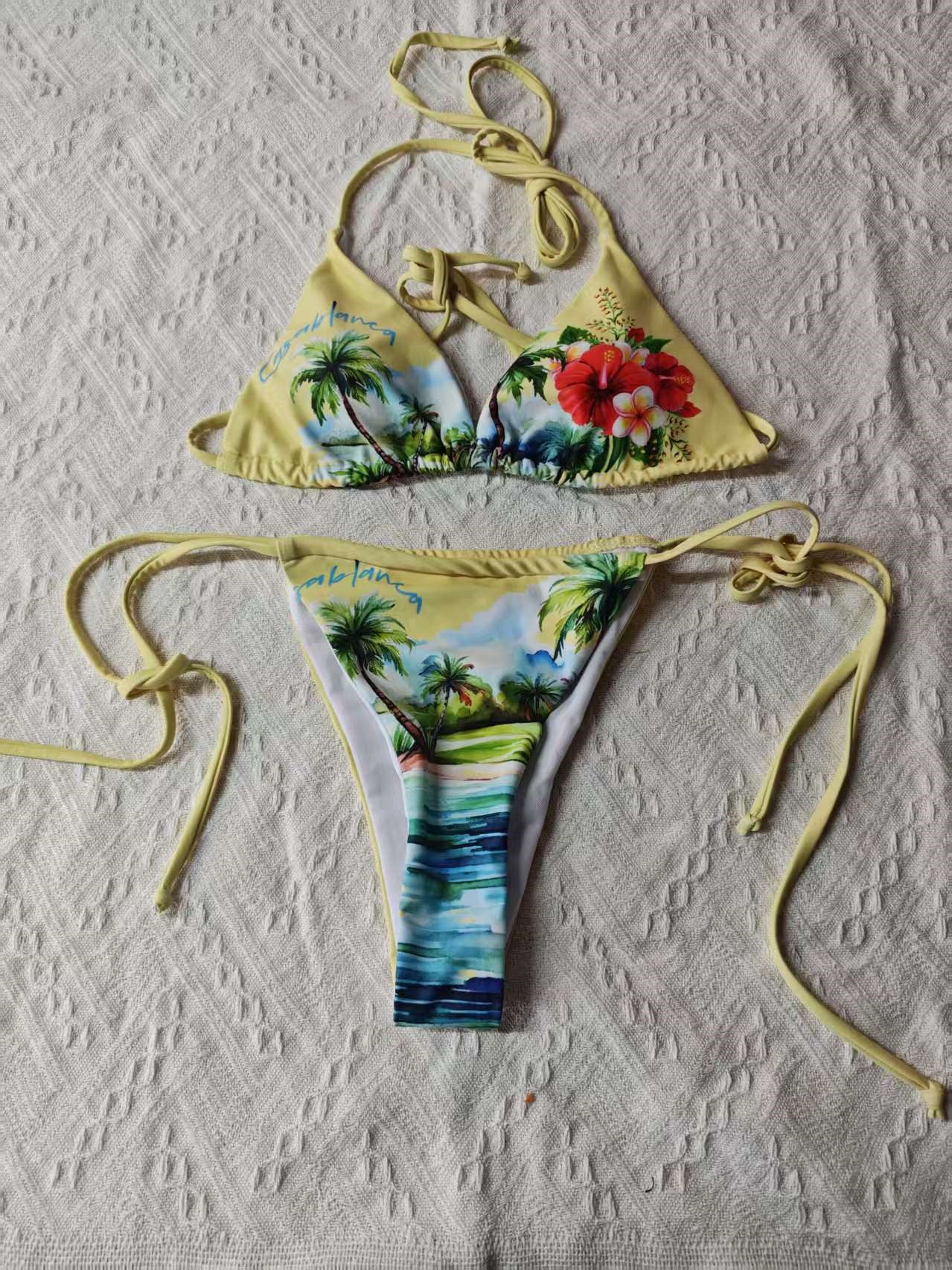 Halter Neck Bikini & Square Leg Bottom Three-Piece Swimsuit Set