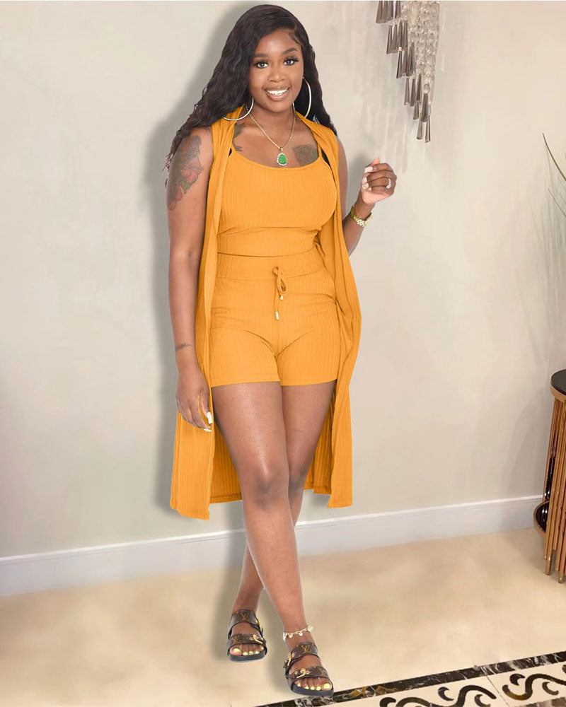 Grab and go 3PC Short Set YELLOW