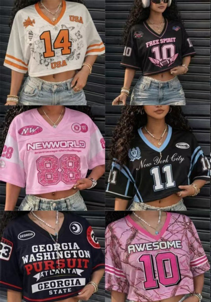 Printed Short Sleeve Cropped T-Shirt for Casual Streetwear