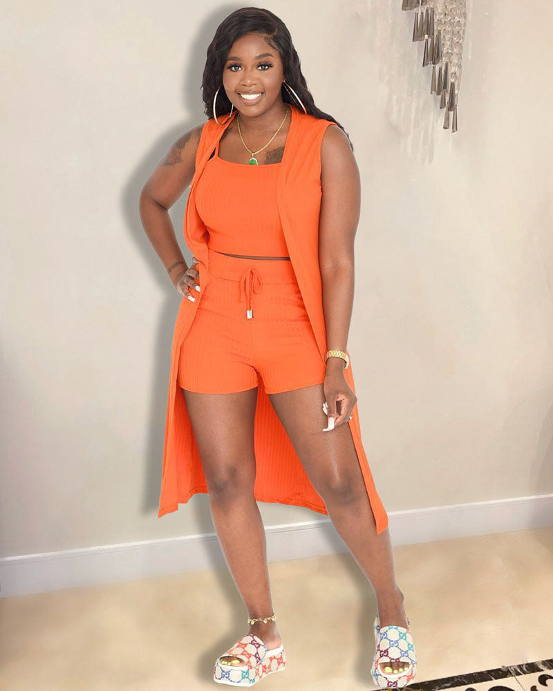 Grab and go 3PC Short Set ORANGE
