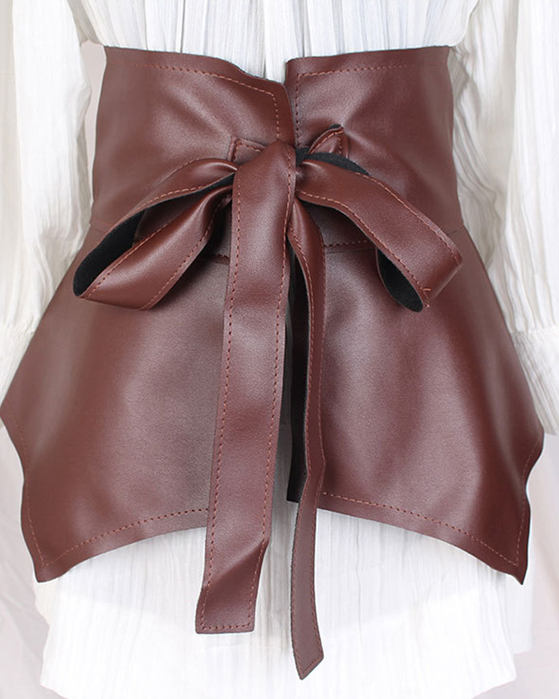FAUX LEATHER SKIRT BELT OneSize Brown
