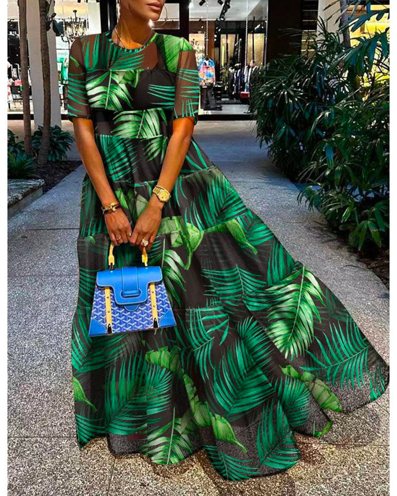 Boho Chic Print Maxi Dress Green