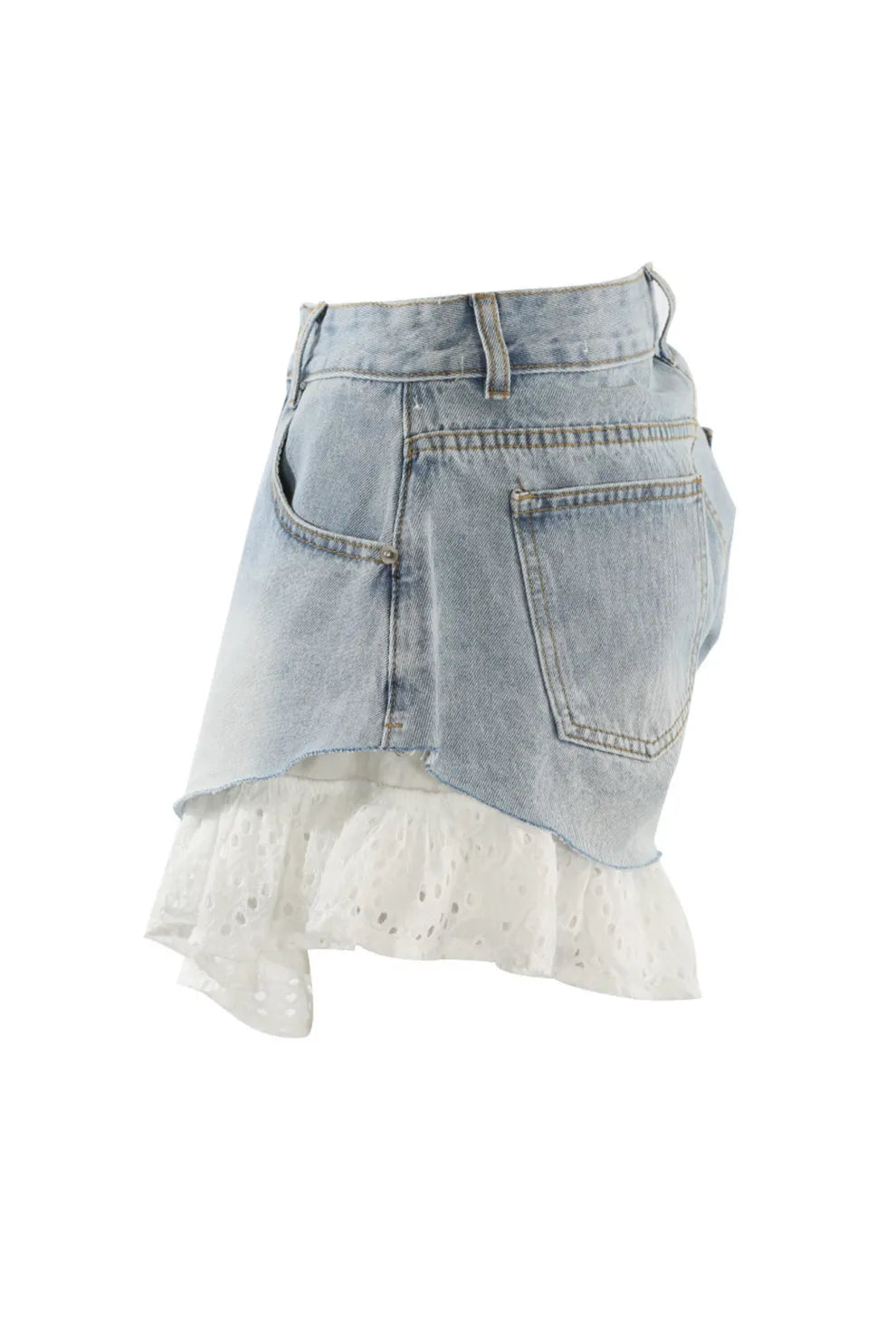 Lace Patchwork Denim Shorts